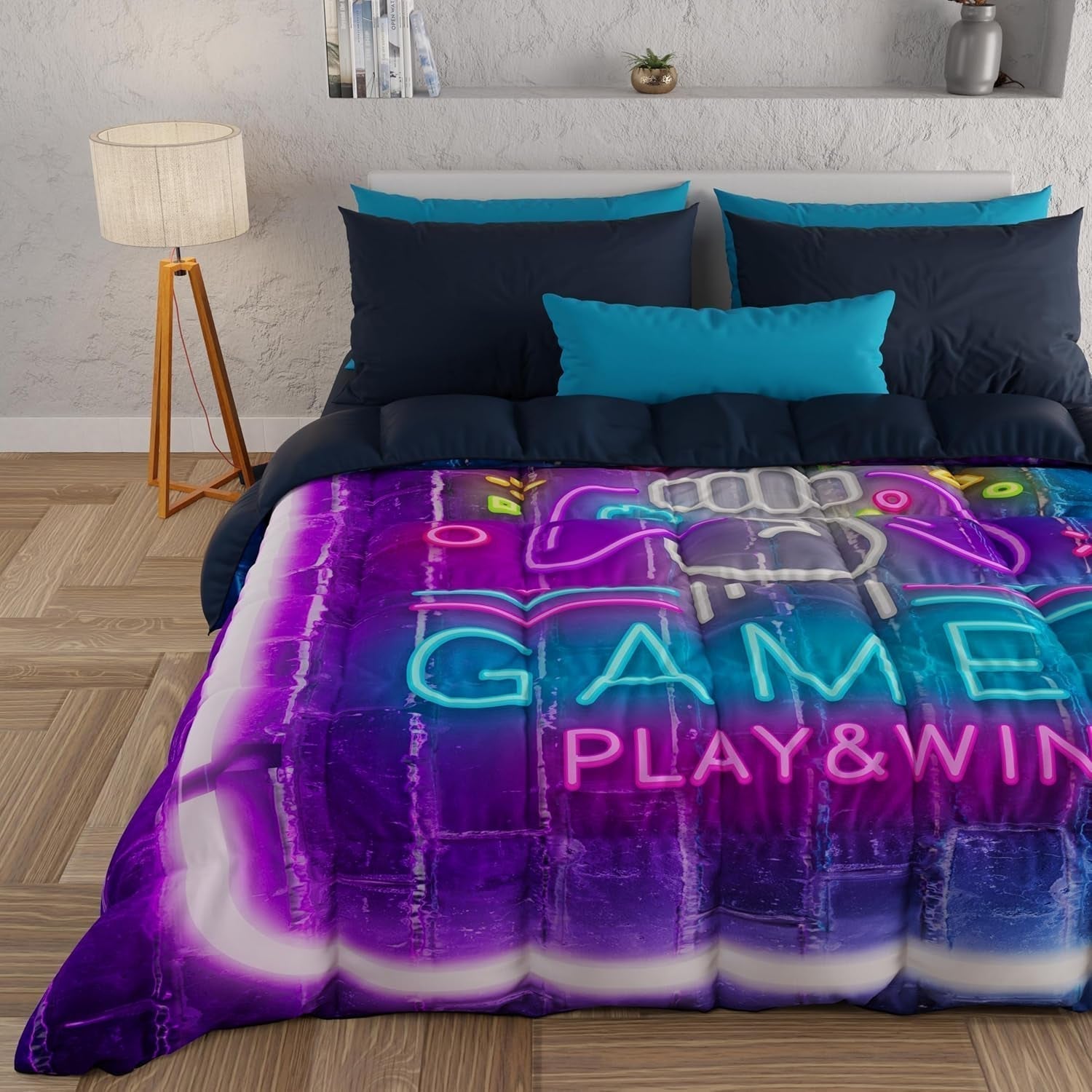 PETTI Artigiani Italiani - Vinterdyne, Vinterdyne, Enkel quilt, Dobbeltsidet, Monocolor og digitalt tryk, 100 % allergivenligt mikrofiber, Made in Italy Dyner og dyner Naty Shop Gamer 160 X 190 Cm