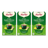 Yogi-te - grøn te med ingefær og citron, økologisk ayurvedisk te med krydderier og urter, blanding af grøn te, ingefær og citron, yogi-te 3 pakke, 3x17 teposer (i alt 51 teposer), ideel som gave