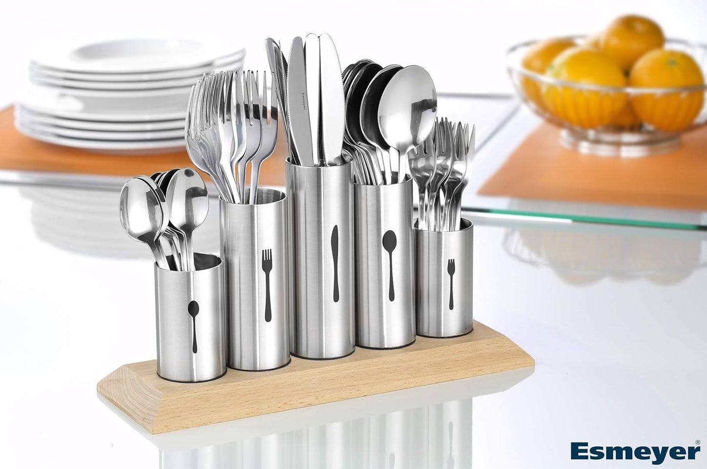 Bestikholder i rustfrit stål, 1 pakke, Silver Naty Shop Kitchen