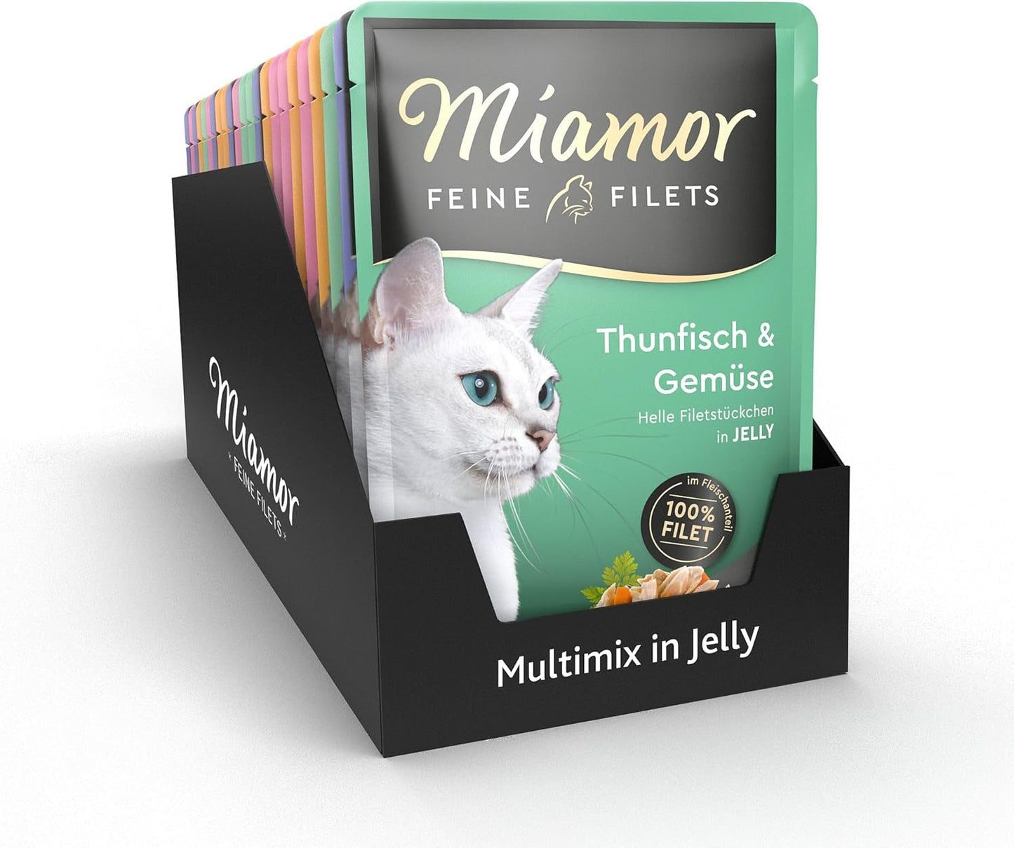 - Fine fileter i gelémix pakke | Vådfoder til voksne katte med filetstykker i gelé. Fedtfattig komplementær mad i friskhedspose, uden kunstige tilsætningsstoffer | 24 x 100 g