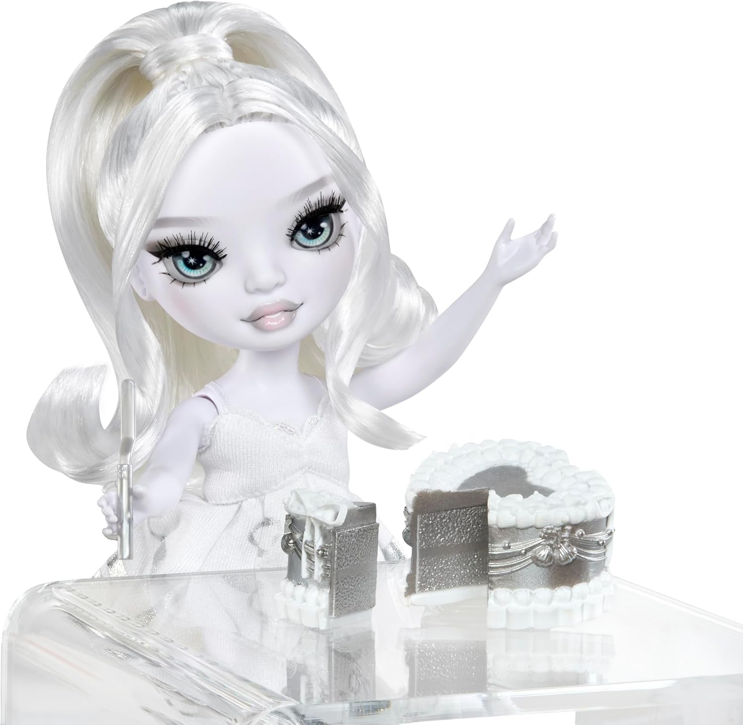 Rainbow High Shadow High Girl's Night Doll - Natasha Zima - 28 cm modedukke i nuancer af gråt, hvidt hår og sølv outfit med tilbehør og kam - Til samlere og børn fra 6 år og opefter
