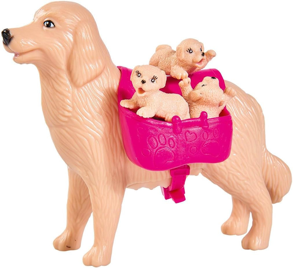 Simba 105733072 - Evi Love Hundepasser med hund og tre hvalpe, tilbehør, modedukke, 12 cm, til børn i alderen 3+