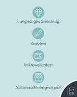 Steingut Geschirrset 12 Personen Rustik 36 tlg. TESTSIEGER, Hochwertiges Landhaussttil Steingut Geschirr Set, Schüssel- und Teller Set, Tafelservice 12 Personen, Geschirrsets Pure Living in Rauchblau