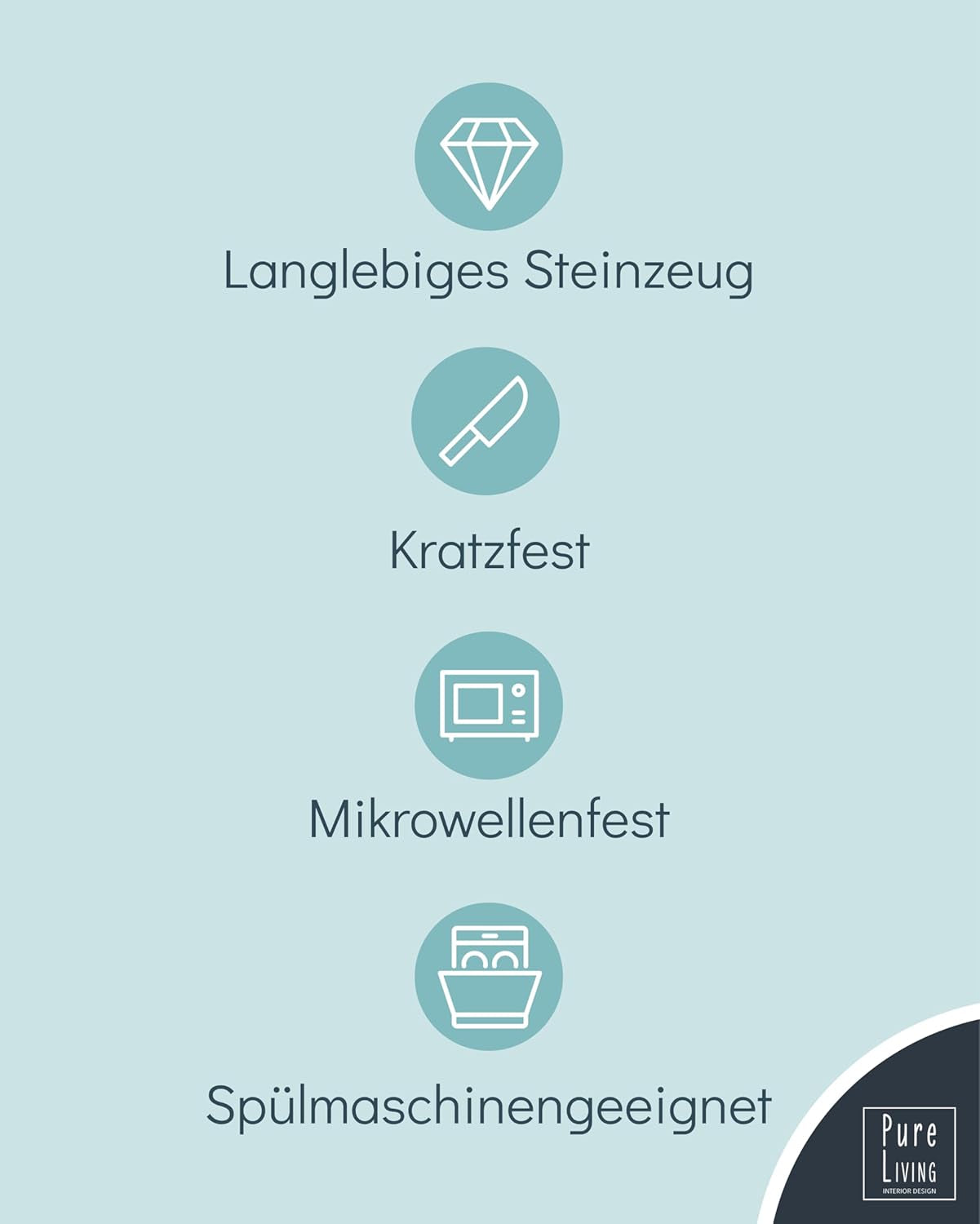 Steingut Geschirrset 12 Personen Rustik 36 tlg. TESTSIEGER, Hochwertiges Landhaussttil Steingut Geschirr Set, Schüssel- und Teller Set, Tafelservice 12 Personen, Geschirrsets Pure Living in Rauchblau