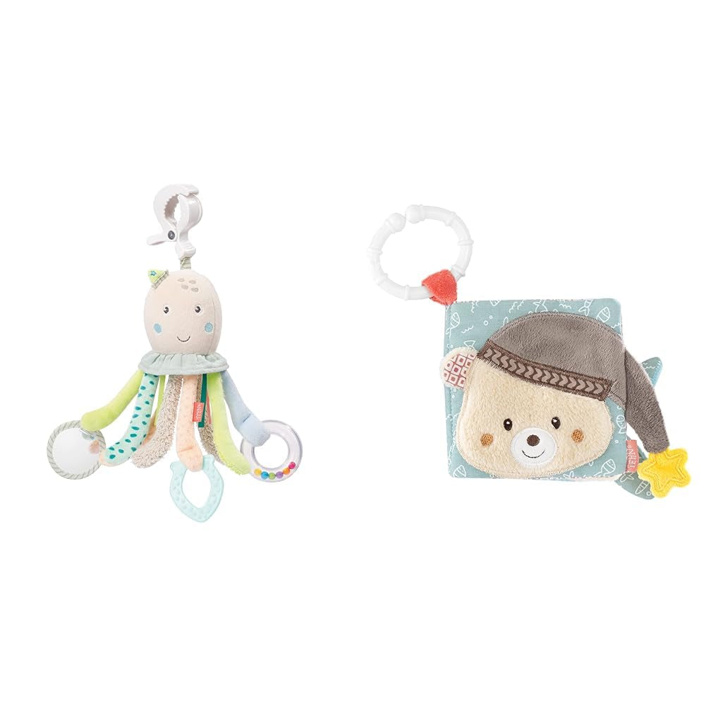 Fehn Octopus Aktivitetslegetøj - Baby Motor Skills Legetøj til klapvogne og Bright Starts, Oball, Rangle Legetøj med Gribebolde til at gå, Interaktivt Baby Legetøj Bebe Toys Naty Shop Octopus Touch Book Pack
