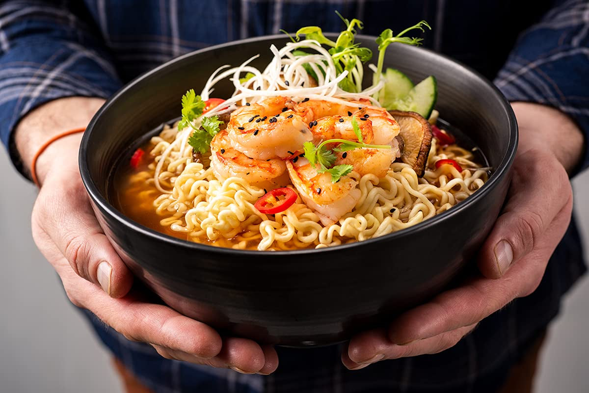Nong Shim instant nudler med rejer, stor skål - koreansk Ramen suppe - Hurtig tilberedning - 115 g (1 pakke)