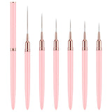 6 Stück Liner Nailart Pinsel Nageldesign Pinsel Sæt Dünn Acryl Nagelpunkt-Zeichenwerkzeug Nägel Dünne Nagelpinsel Sæt Für Lange Linien, Dünne Details, Feines Zichnen 5/7/9/11/15/25 Mm（Rosa）