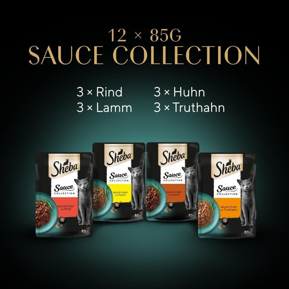Sheba Sauce Collection våd kattefoder, portionsposer, Salty Multipack, 4x12x85g