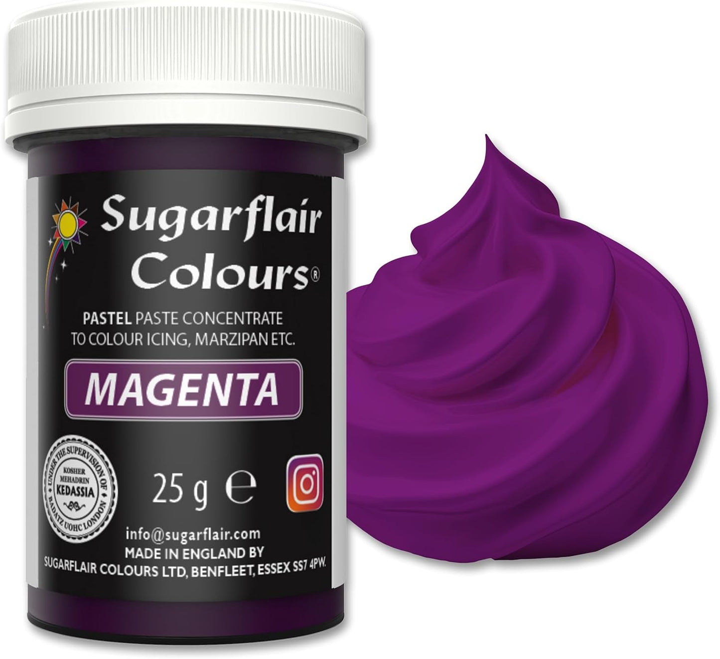 Sugarflair Pasta Madfarve Pastel Magenta, Madfarve til Pasta, Fondant og Marcipan, Spectral Concentrated Colors - 25g