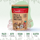 Stevia + Erythritol 1:2 Süßstoff | 1G = 2G Zucker | 100% Natürlicher Zuckerersatz - 0 Kalorien - 0 Glykämischer Index - Keto Und Paleo - 0 Netto-Kohlenhydrat - Kein GVO - Castello siden 1907 - 850 G Sødemidler Naty Shop