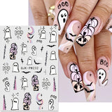 JMEOWIO Nagelsticker Halloween 9 Blatt Nail Art Sticker Selbstklebend Nagelaufkleber Süßes Gespens Kürbis Dekoration Nageldesign Zubehör