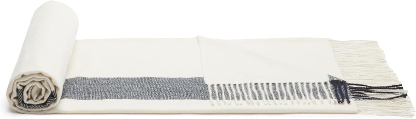 Amazon Basics tæppe, let, genbrugspolyester, Room Decor Hyggeligt tæppe, 127 X 152 Cm, elfenbenshvid med blåt mønster Tjek senge og tæpper Besuche den Amazon Basics-Store