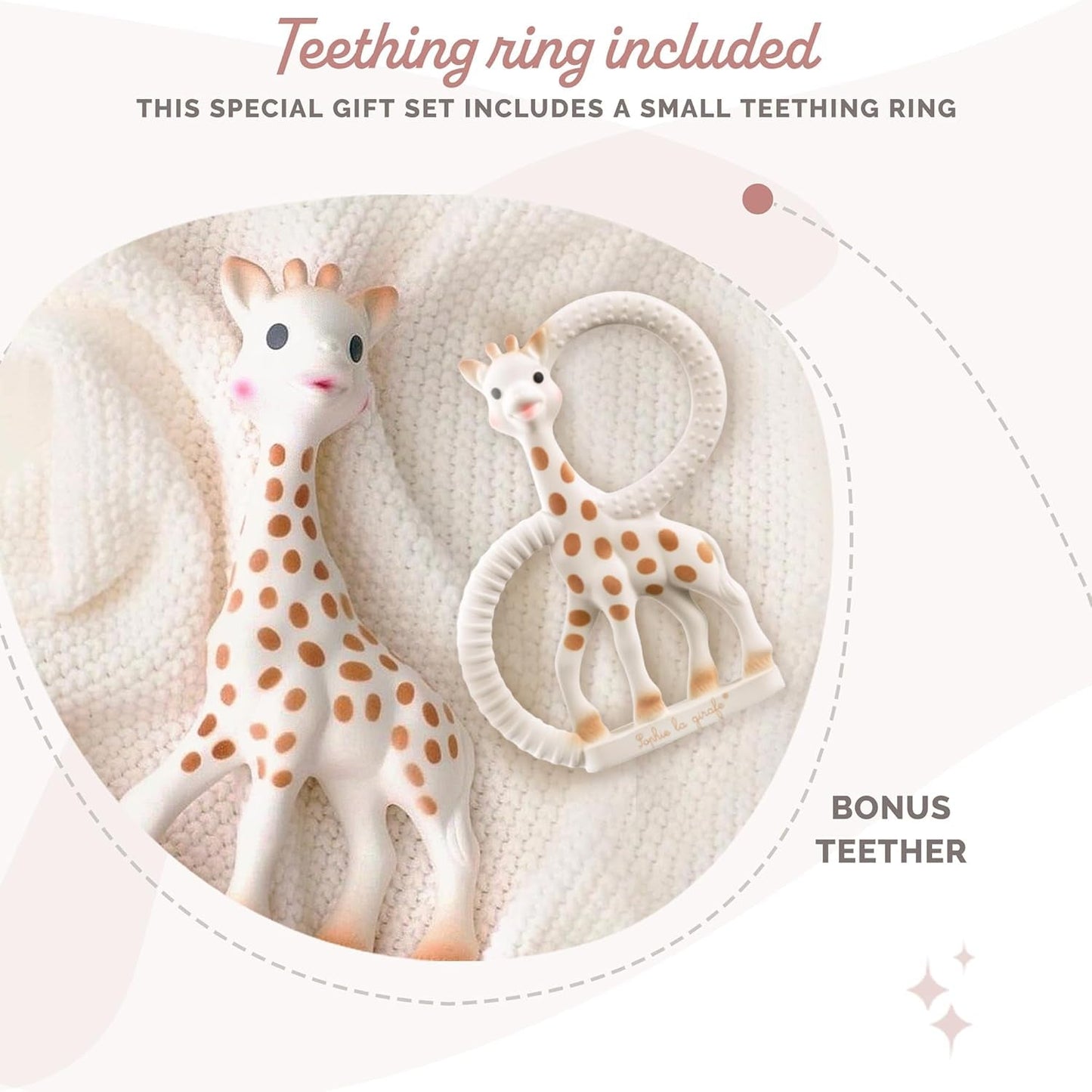 Sophie the Giraffe - Babygaveæske + bidering - 100 % naturgummi - Babyaktivitetssæt - Early Learning Legetøj