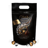 Lindt LINDOR Extra Dark Chokoladekugler og LINDOR Strawberry Creme Chokoladekugler | 1 kg genlukkelig pose | ca. 80 hvide chokoladekugler med jordbærcreme