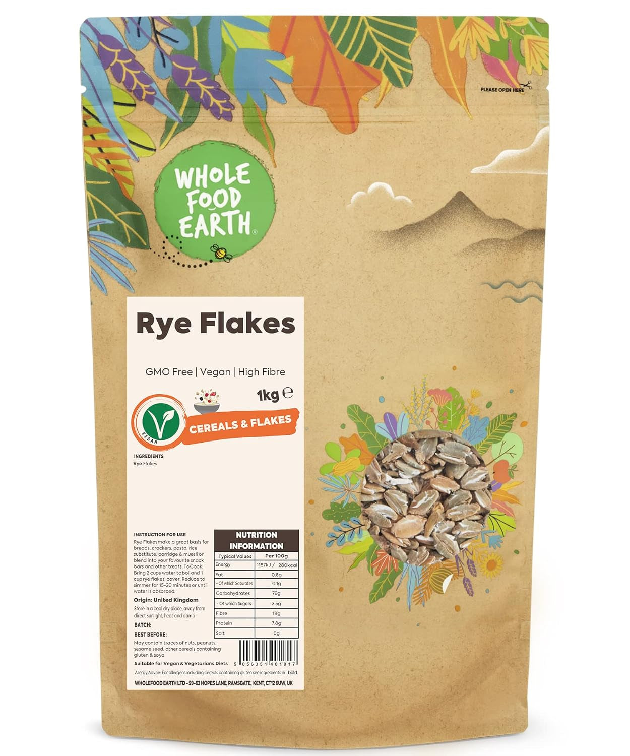 Wholefood Jordrugflager - ikke-GMO - vegansk - mælkefri - uden tilsat sukker, 1 kg