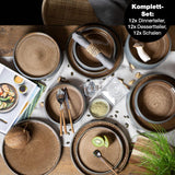 Moritz & Moritz SOLID 36-tlg Steinzeug Geschirr Set 12 Personen - Geschirrset 12 Personen fra je 12 Dinner Teller, Kleine Teller, Tiefe Teller
