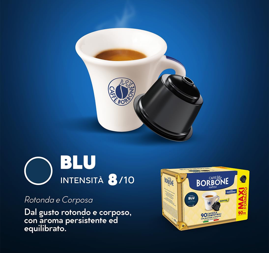 Caffè Borbone Blue Kaffeemischung - 90 Kapseln - Kompatibel med Kaffeemaschinen der Marke Nescafè®* Dolce Gusto®*
