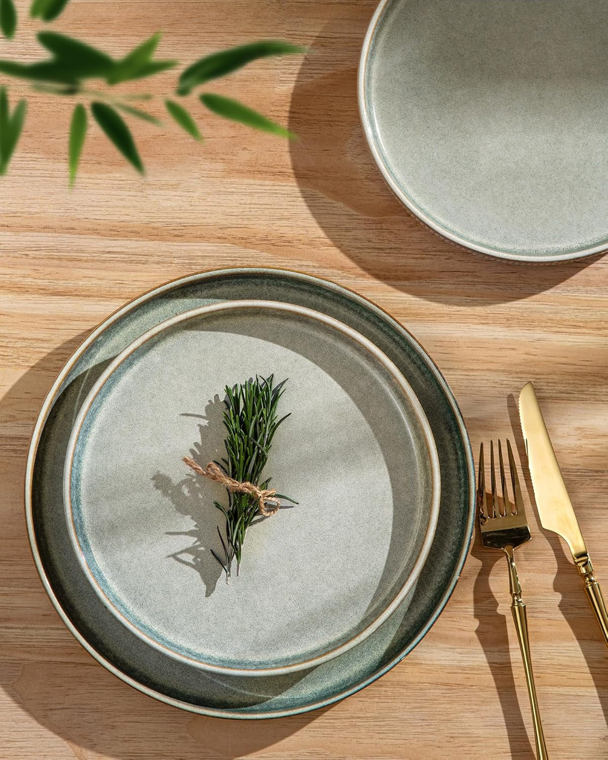 GBhome keramisk porcelænssæt til 6 personer 18 stykker Reactive Glaze Håndlavet porcelænsservicesæt Mikrobølge- og opvaskemaskine Tåler skål- og tallerkensæt