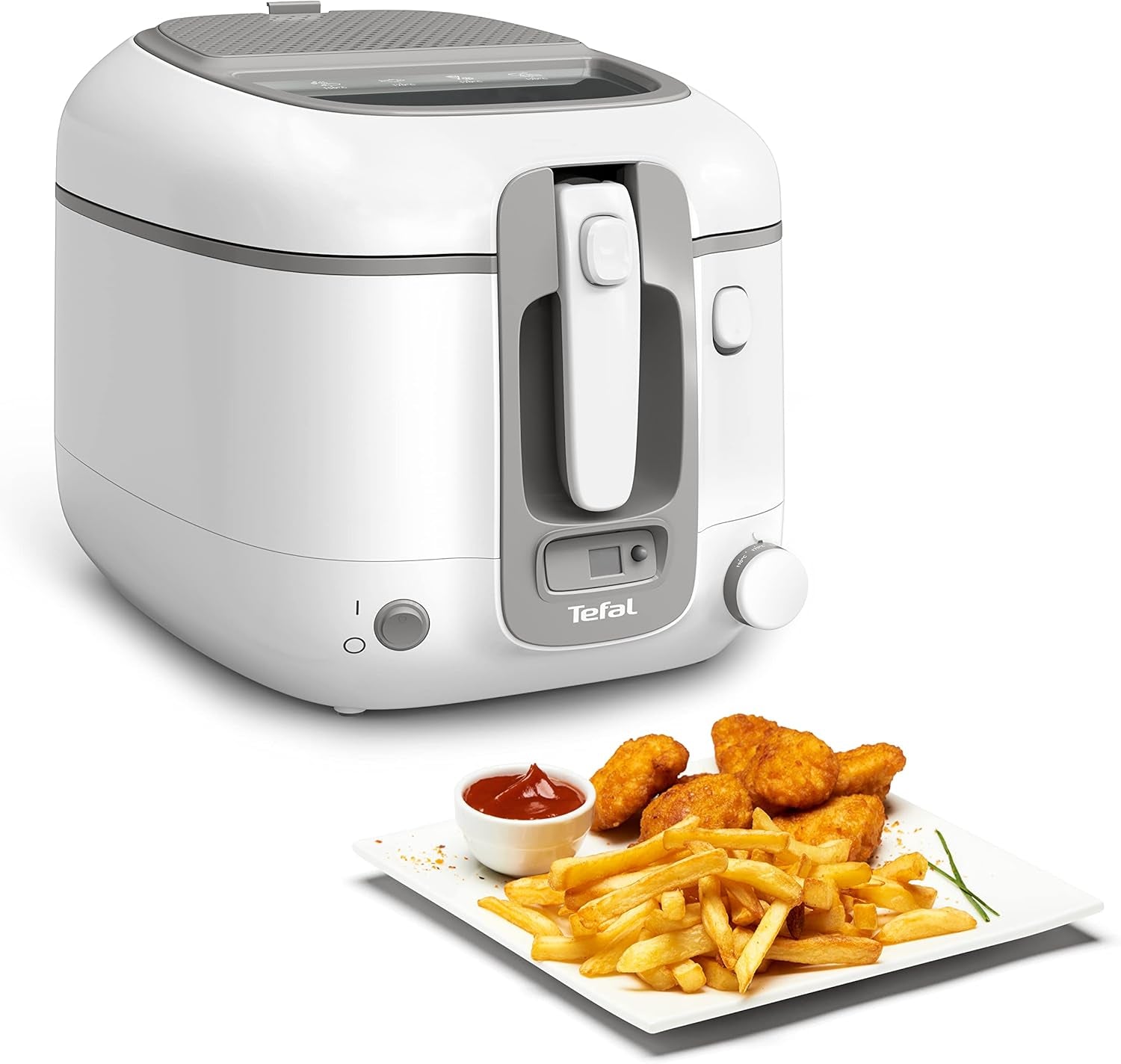 Tefal Super Uno Access Frituregryde, Kapacitet 2,2 L, Dele til opvaskemaskine, Lugtfilterapparater Naty Shop Super Uno Mit Timer Weiß/Grå