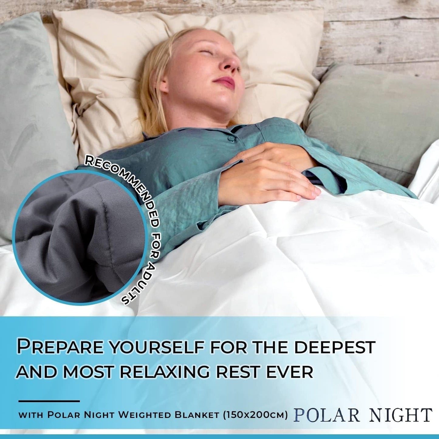 Polar Night vægtet tæppe til voksne 150 X 200 Cm, 9 Kg - Vægtet tæppe til dyb søvn, tungt tæppe, terapitæppe lavet af 100 % mikrofiber, afslappende tæppe Oeko-Tex® 100 Comforter Standard senge og tæpper Polar Night