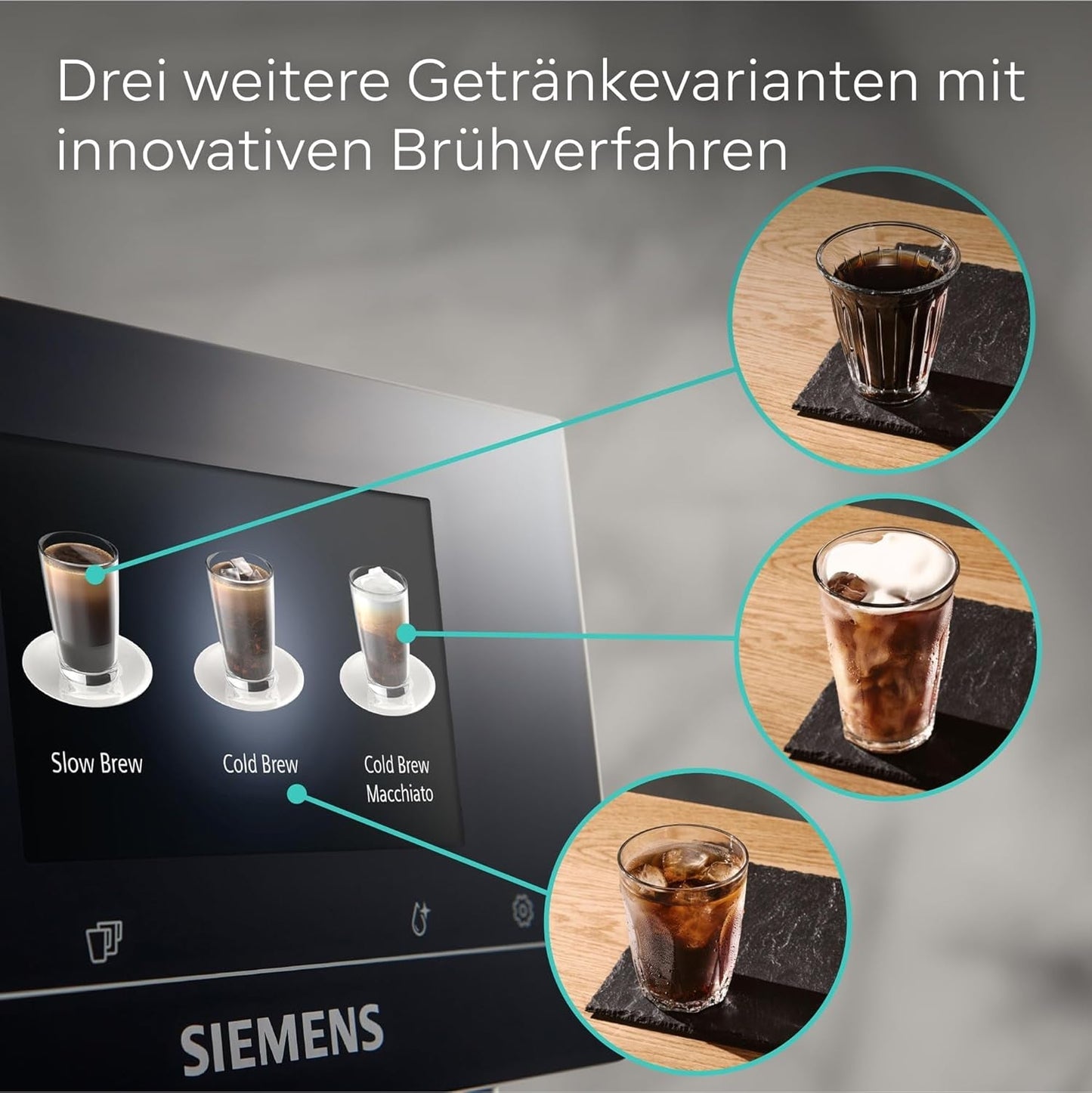Siemens EQ700 fuldautomatisk espressomaskine, stor TFT-farveskærm, 36 varme og kolde drikke, koldbryg, 2 kops funktion, app kontrol, automatisk rengøringssystem, sort rustfrit stål, TQ717D03