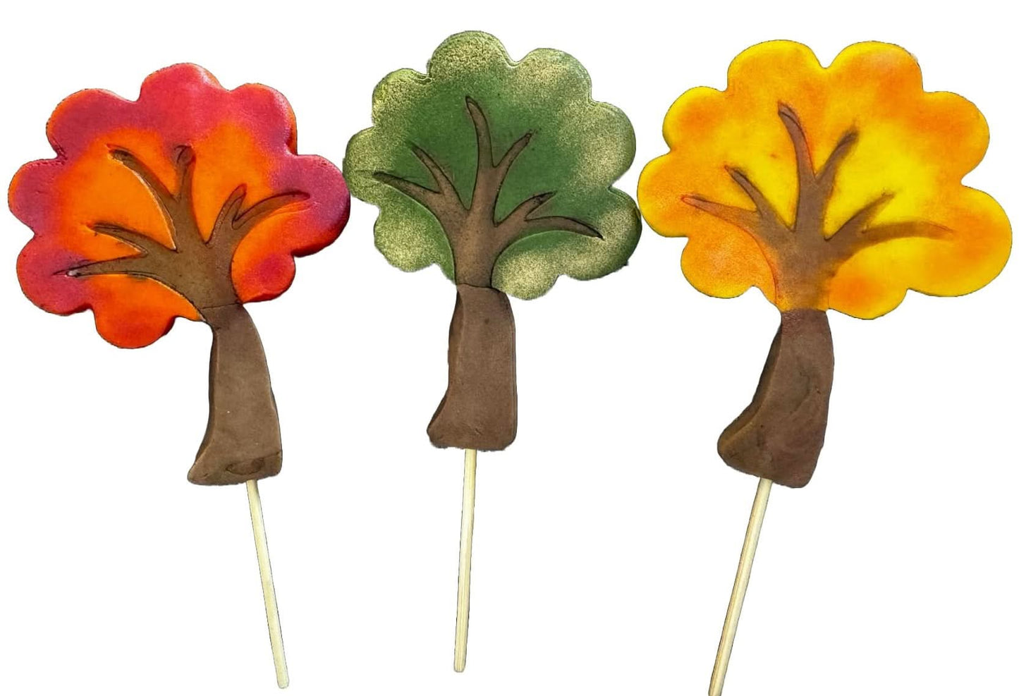 Sæt med 3 spiselige sukkerdekorationer, Autumn Trees Sugar Paste Decorations Naty Shop
