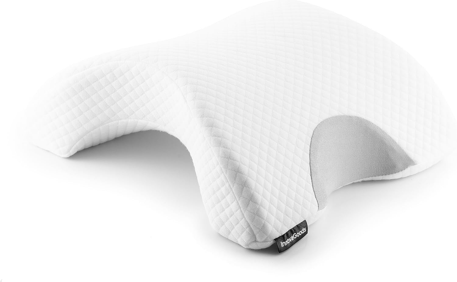 InnovaGoods - Viskoelastisk livmoderhalspude til par, Ergonomisk design til parafslapning, Memory-skum til trykaflastning, Aftageligt betræk, Hvid, 36 x 12,5 x 30,5 cm, Memory-skum
