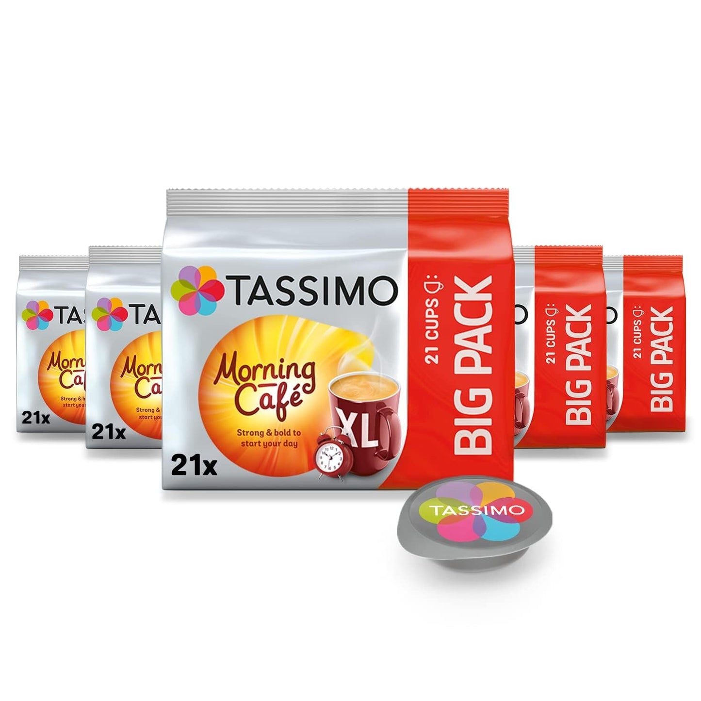 Tassimo Kapseln Moring Café XL Strong & Intense, Big Pack, 5 x 21 pads, 105 Kaffeekapseln