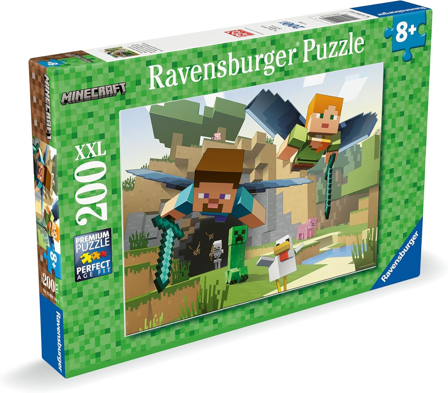Ravensburger børnepuslespil - 12004144 - Minecraft - 200 brikker Minecraft puslespil til børn 8+ i XXL-format, Minecraft Gaver Puslespil Naty Shop
