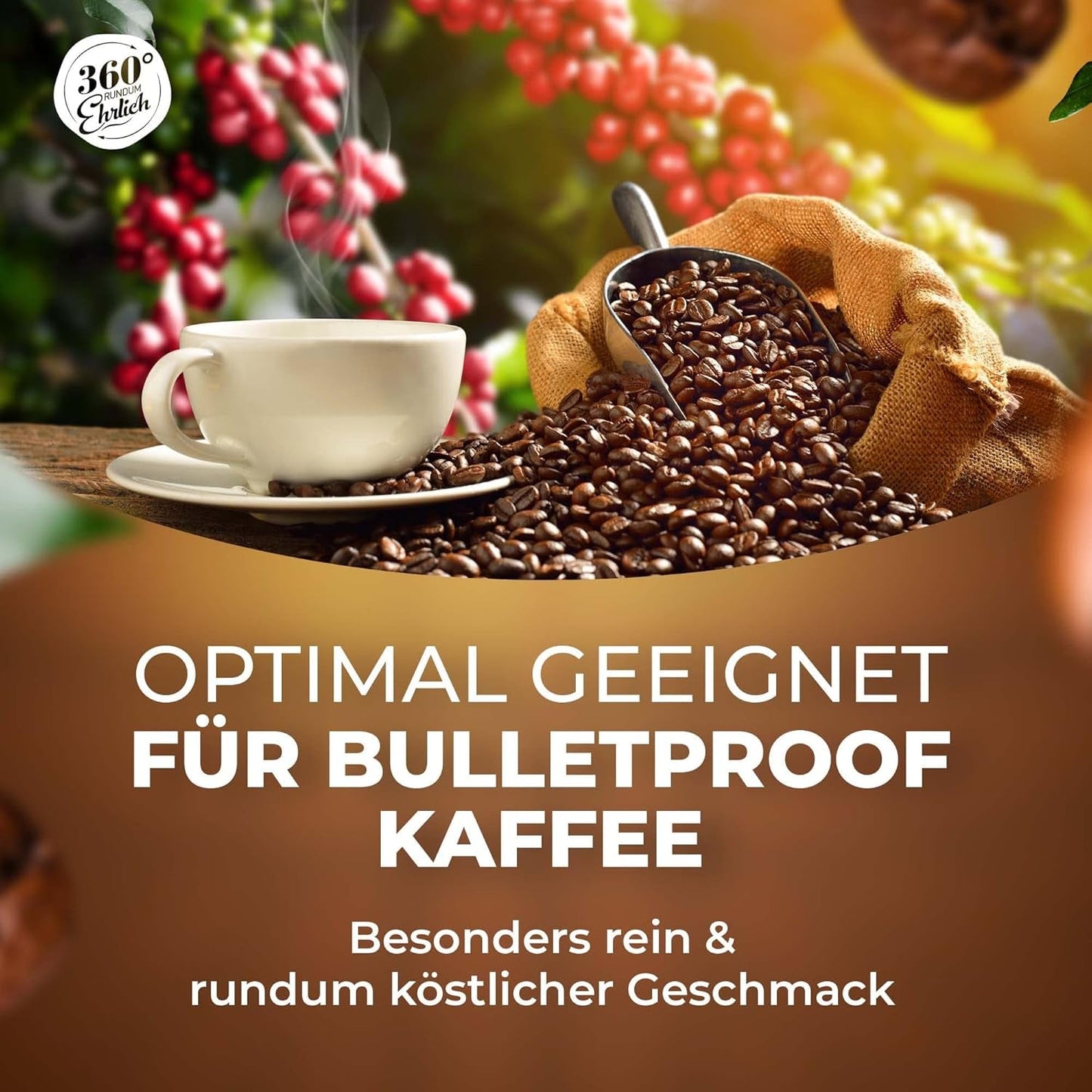 Premium Bio Kaffeebohnen 1000g, 100% Honduras Hochland Arabica Kaffeebohnen Bio - Köstlich, mild, sikker - Bio Kaffee ganze Bohnen - Ideel som Kaffeebohnen Vollaautomat - 360° Rundum Ehrlich