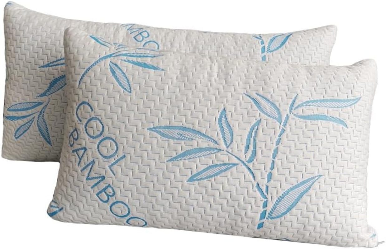 Comfysleep King Size Bamboo Viscose Pude Køling Shredded Memory Foam Justerbar Bamboo Viscose Aftageligt/vaskbart betræk 2 stk Naty Shop Standard Puder Standard titel