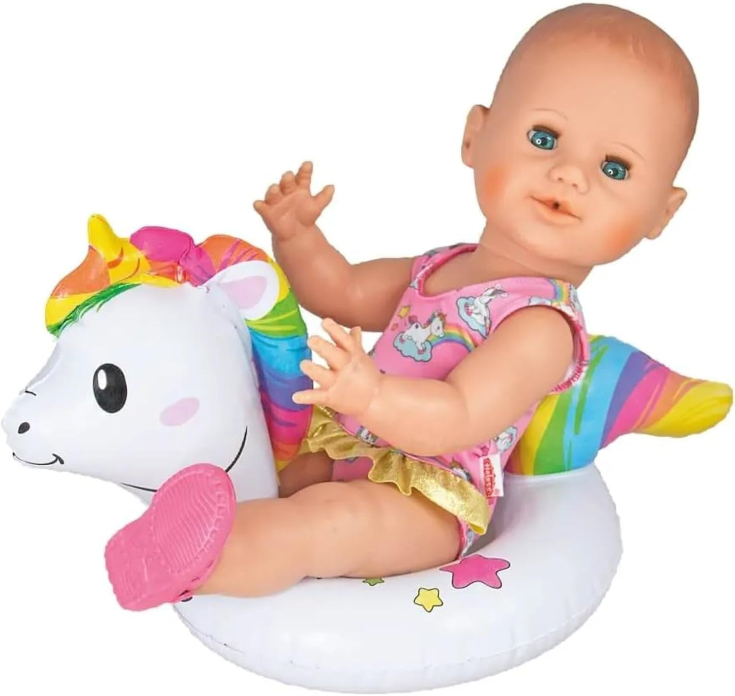 Heless 6601 - Henri Unicorn svømmering til dukker, størrelse 28-35 cm, til pool, sø og badehygge
