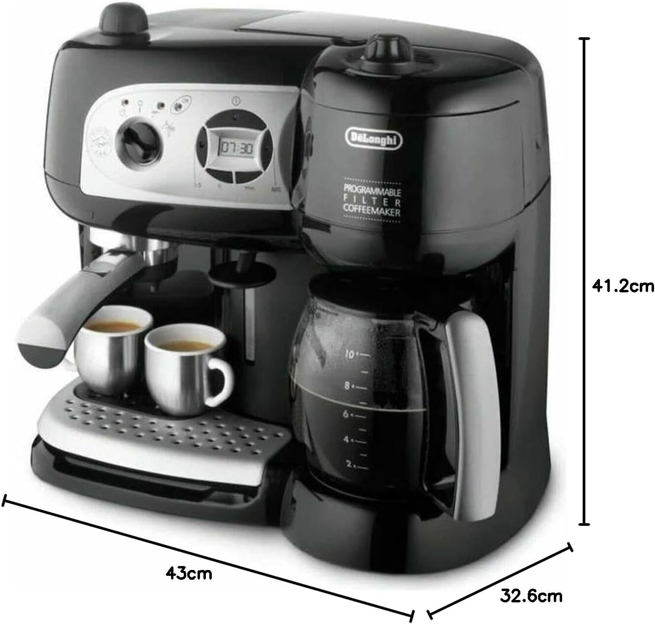 De'Longhi BCO264.1 Espresso- og kaffemaskine i ét, med pumpe, sort, 38 x 24 x 35 cm