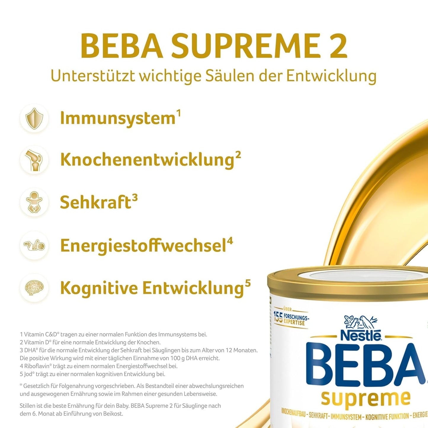 BEBA SUPREME 2 Tilskudsmælk efter 6 måneder, kun laktose, palmeoliefri, 6 stk. (6 x 800 g) Naty Shop