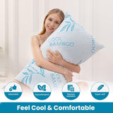Comfysleep King Size Bamboo Viscose Pude Køling Strimlet Memory Foam Justerbar Bamboo Viscose Aftageligt/vaskbart betræk 2 stk Naty Shop Standard puder