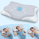 Cloudétoile Nakkepude Memory Foam Pude - 2 i 1 Ergonomisk ortopædisk pude Visco Foam Pude Side Sleeper Nakkestøtte Pude Højde Justerbar Memory Foam Pude Hvid 64X38X12cm Cervikal Ortopædiske Puder Naty Shop Grå 65X39X12 Cm