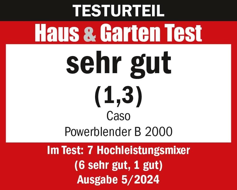 CASO Powerblender B 2000 - Profi Standmixer, 30.000 U/Min, 2000 Watt, Bruchsicherer Tritan-Mixbehälter (2 L), Bpa-Frei, Pulse-, Shake-, Smoothie-Funktion, 8-Fach Messer-System Mit Titanbeschichtung Kitchen Naty Shop