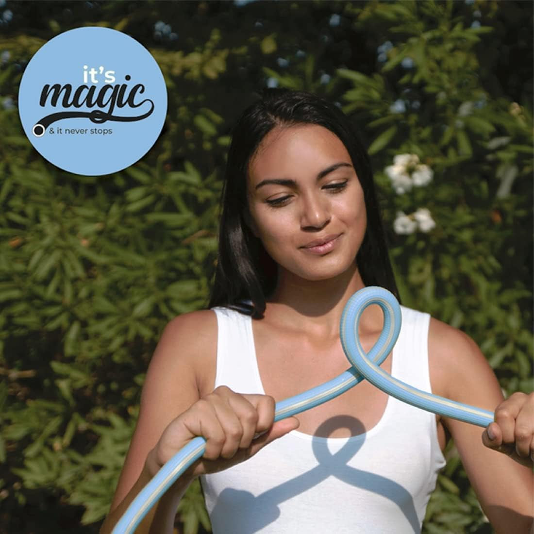 Magic Blue 10 meter knude- og snoningsbestandig, forlængelig haveslange med pose og sprøjtedyse