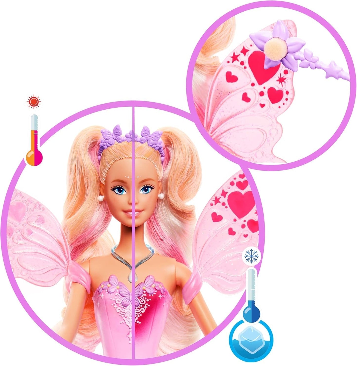 Mattel Barbie Doll Fairy med legetøjsstav og modetilbehør, fantastisk tema med vinger og farveskiftende outfit, JCP76, [Multicolor] Naty Shop Dolls