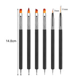6 Stück Doppel-Ende Nagel Pinsel, Nageldesign Pinsel, Doppel-Ende Nail Art Pinsel Kit Professionelle Maniküre Werkzeuge Kit（Schwarz）