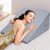 BØRN Justerbar kilepude, skumlæsepude med høj densitet til seng og sofa, ergonomisk seng med kilehovedpude til søvnrefluksapnø, benpude/rygpude til leg og læsning (hvid og grå)