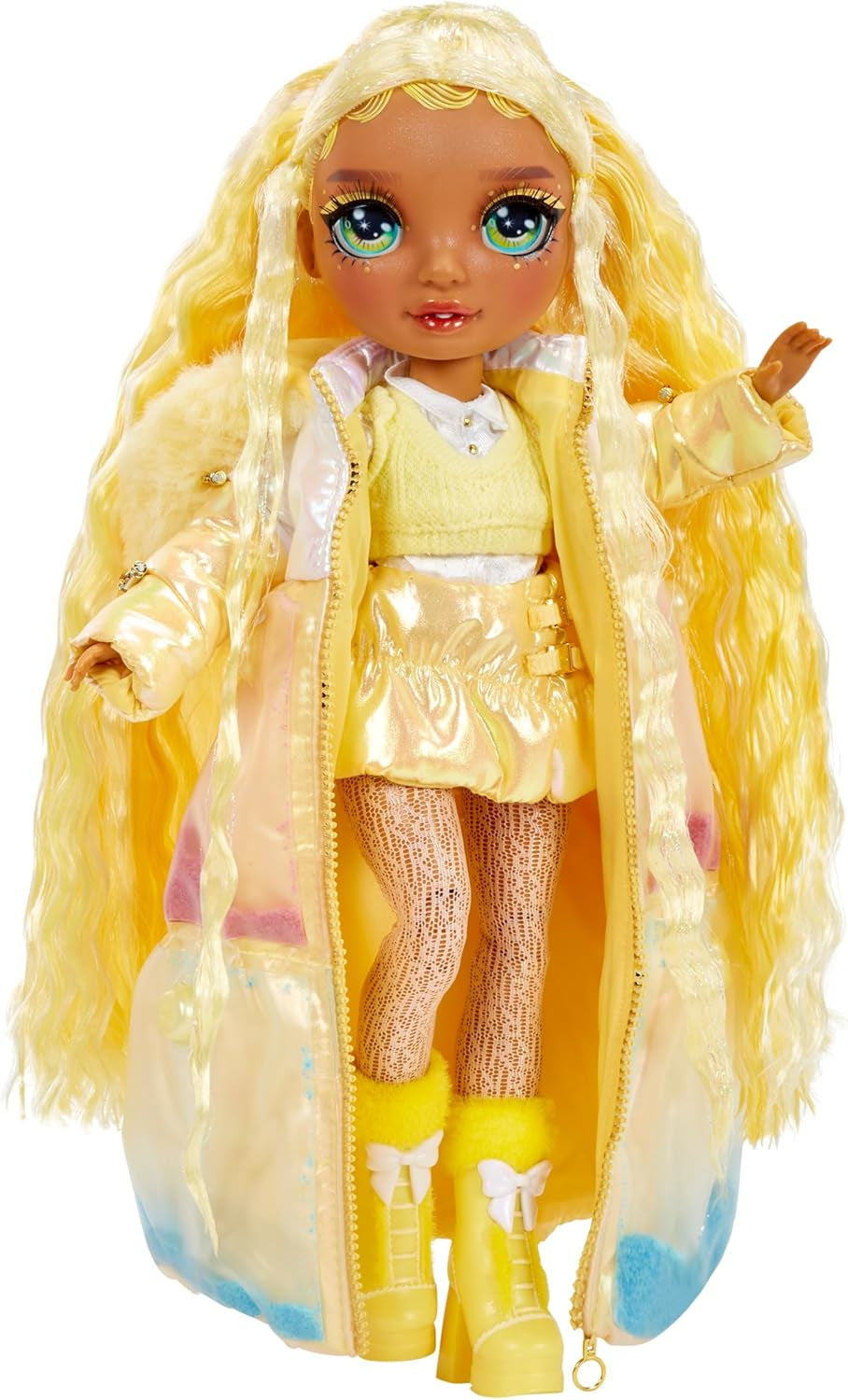 Rainbow High Winter Wonderland - Sunny (Gul) - 28 cm Hidden Magic Water Oppustning Snemandsmodedukke med snemandssæt, velegnet til 4-12 år gamle børn og samlere