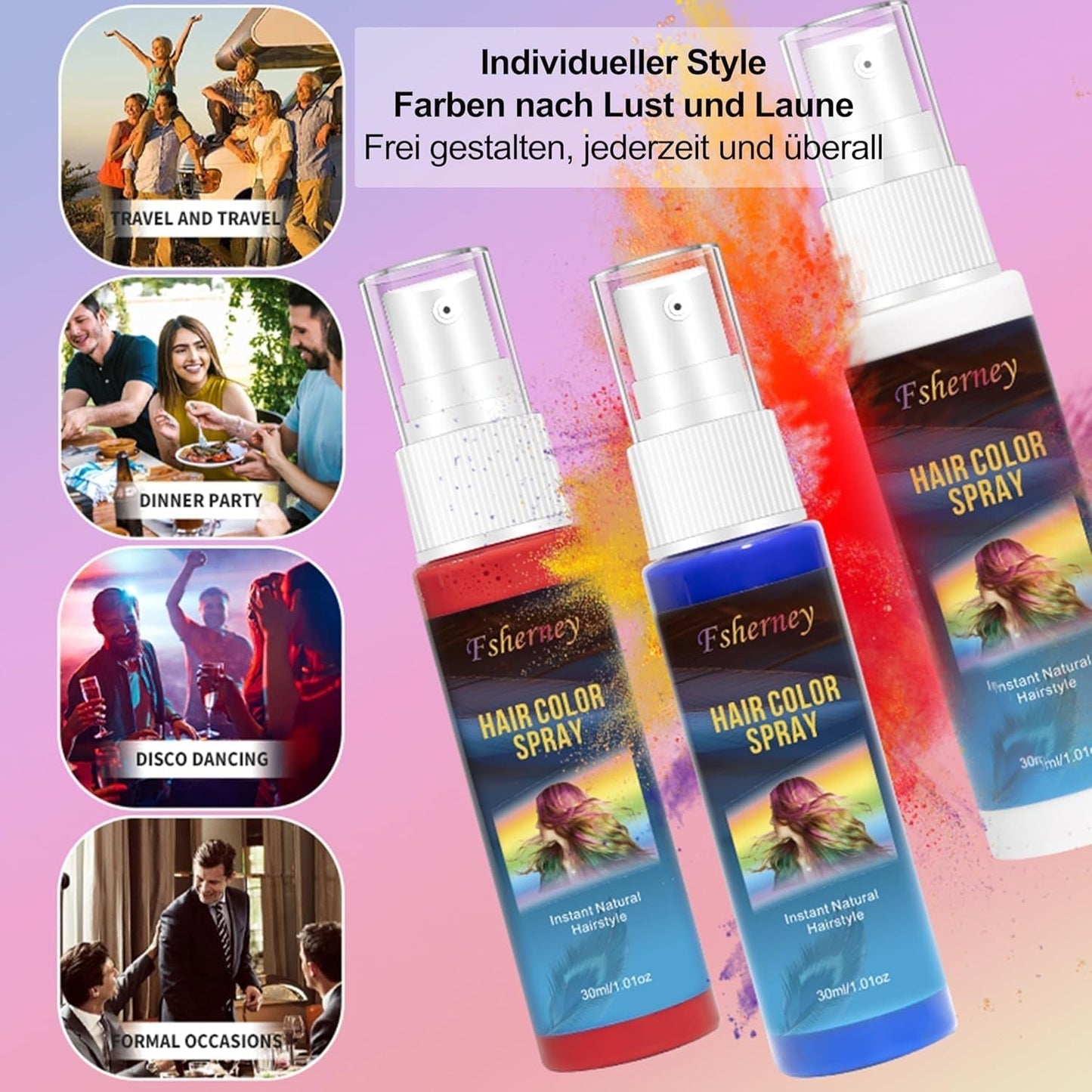 Hårsprayfarve - 30 ml Midlertidig grøn hårfarvespray, naturlig hårfarve Midlertidig hårfarvespray, vaskbar hårfarve til fest Cosplay Halloween (grøn) Naty Shop hårfarve