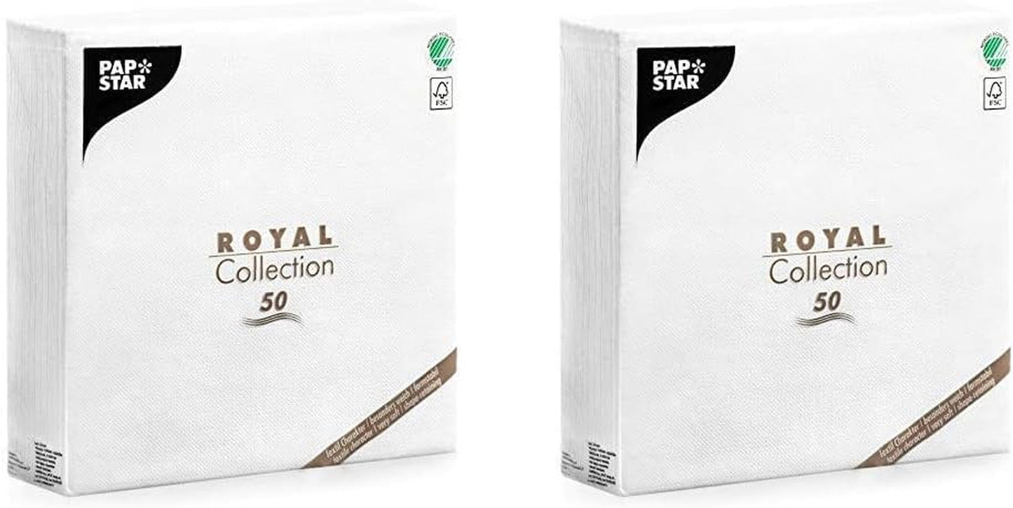 Papstar, 50 servietter "ROYAL Collection" 1/4 gange 48 Cm X 48 Cm Hvid, #11577