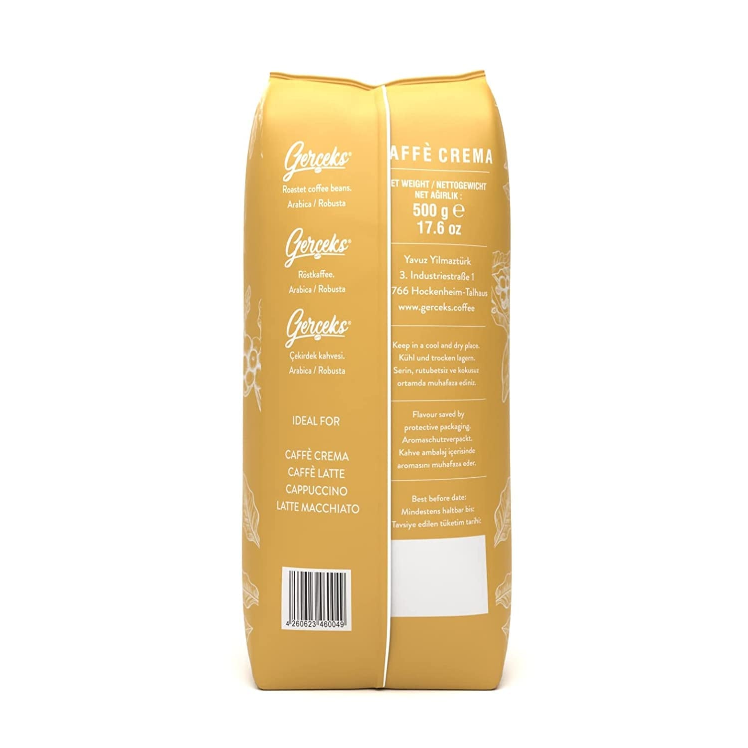 Caffe Crema E Aroma Kaffeebohnen 2kg (4x500g), Barista Kaffee schokoladig und säurearm, Espressobohnen kräftig, Bohnenkaffee mit Arabica und Robusta, fin Crema, ideel til Milchkaffee