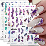 6 farver marmor negle stickers bronzer sølv selvklæbende klistermærker bloom marmor negle stickers 3D marmor negle stickers design tilbehør negle art stickers negle stickers sæt negle folie