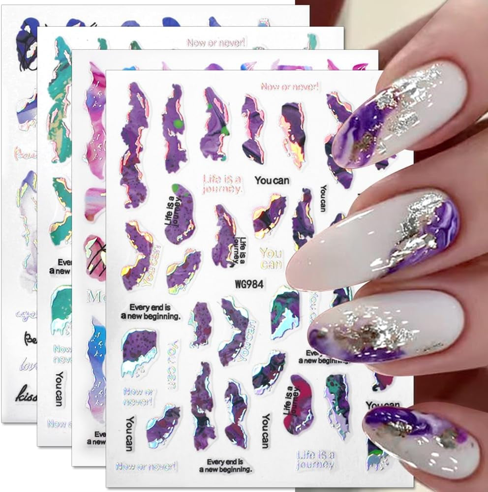 6 farver marmor negle stickers bronzer sølv selvklæbende klistermærker bloom marmor negle stickers 3D marmor negle stickers design tilbehør negle art stickers negle stickers sæt negle folie