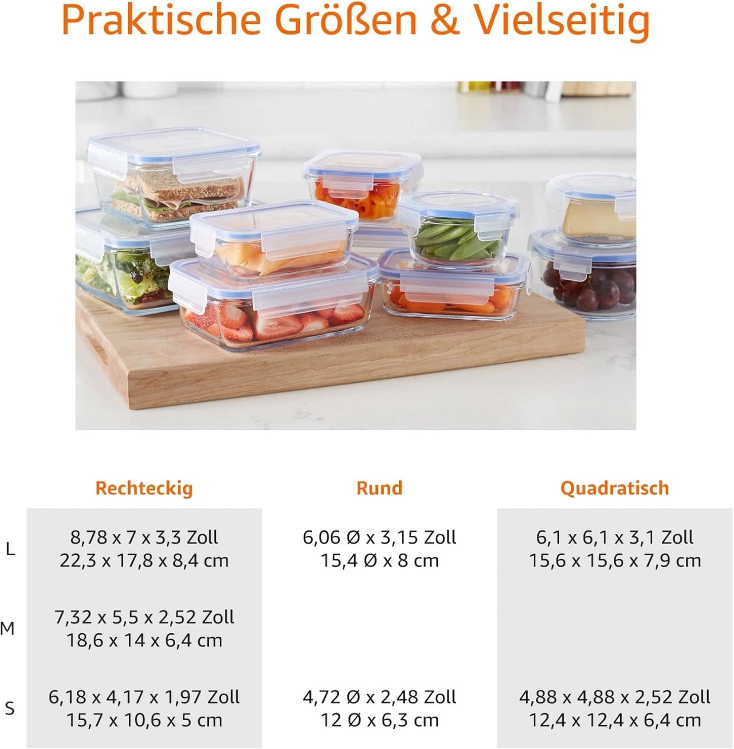 Amazon Basics madbeholdere af glas med låg 20 pakke (10 beholdere + 10 låg) BPA-fri klare blå madopbevaringskasser Naty Shop