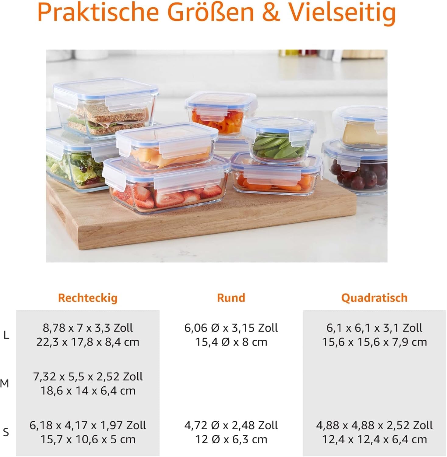 Amazon Basics madbeholdere af glas med låg 20 pakke (10 beholdere + 10 låg) BPA-fri klare blå madopbevaringskasser Naty Shop