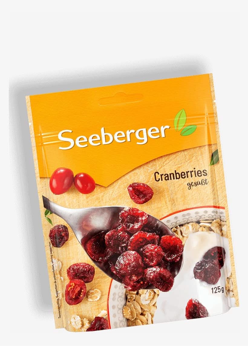 Seeberger, halverede canadiske tranebær, frugtige og søde Naty Shop Dehydrerede produkter 125 gram